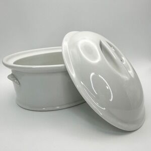 Pillivuyt White Porcelain Oval Lidded Casserole Dish Baker 772 8 Inch 24 OZ